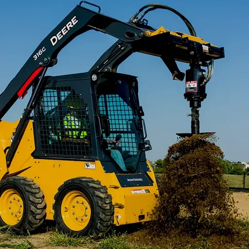 John Deere skidsteer with auger attachment. Image courtesy John Deere Canada.
